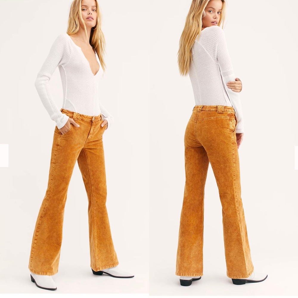 We the Free Mesa Corduroy Hiphugger Flare Pants 26 Western Retro Boho Festival